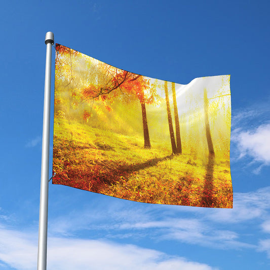 Autumn Trees Print Polyester Flag