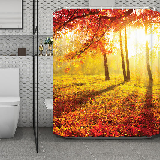 Autumn Trees Print Polyester Shower Curtain