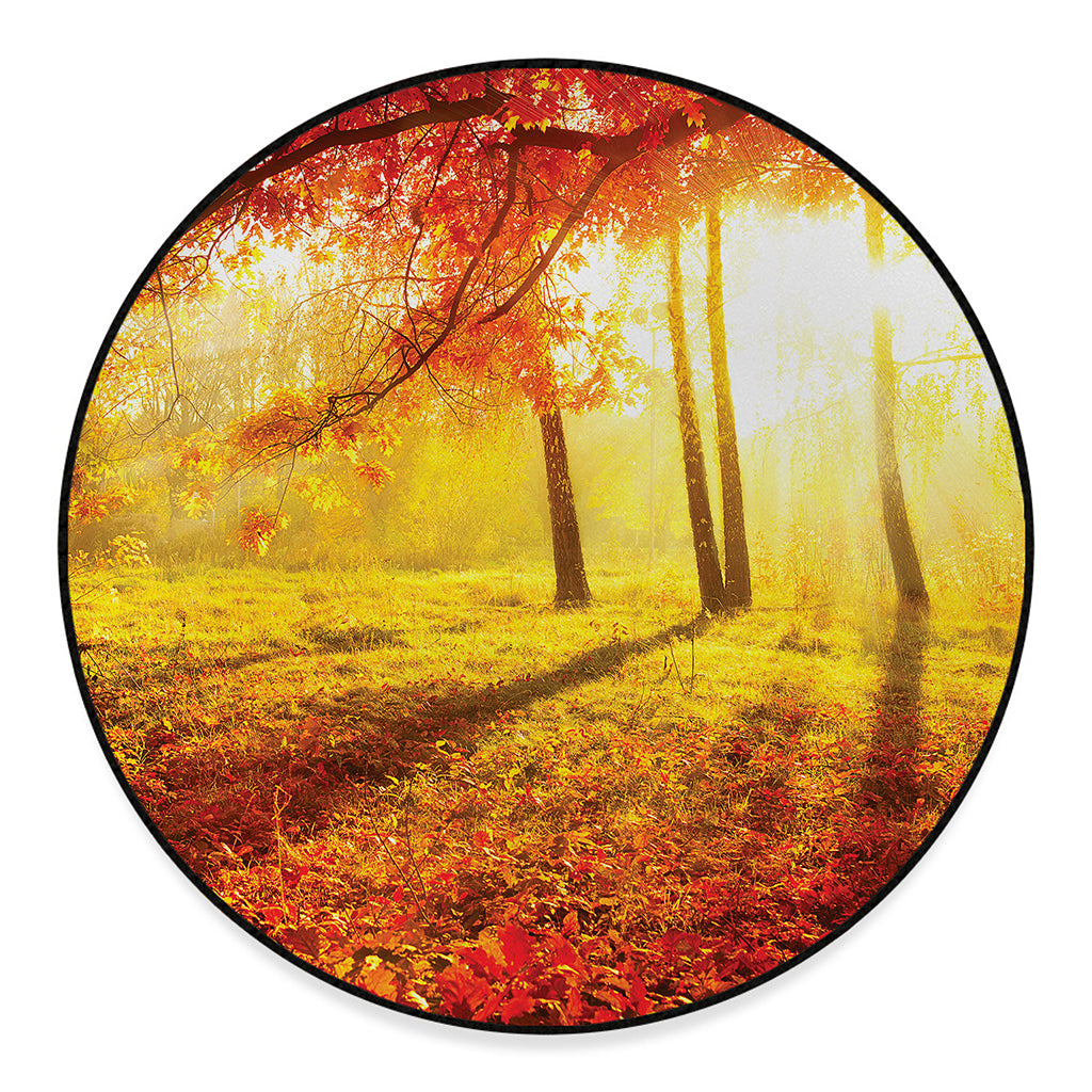 Autumn Trees Print Round Floor Mat