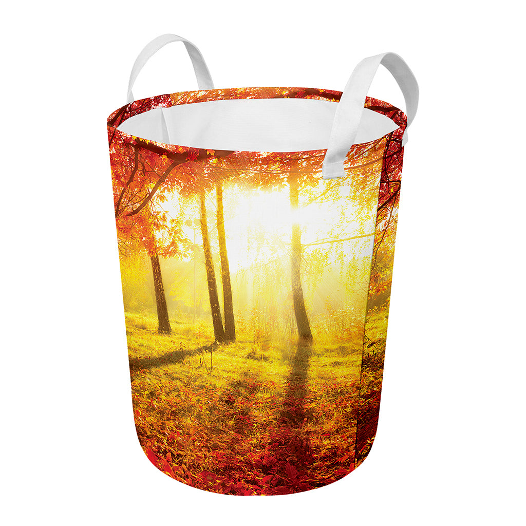Autumn Trees Print Round Laundry Basket
