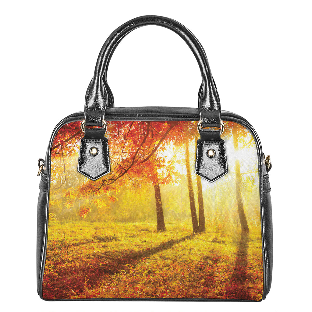 Autumn Trees Print Shoulder Handbag