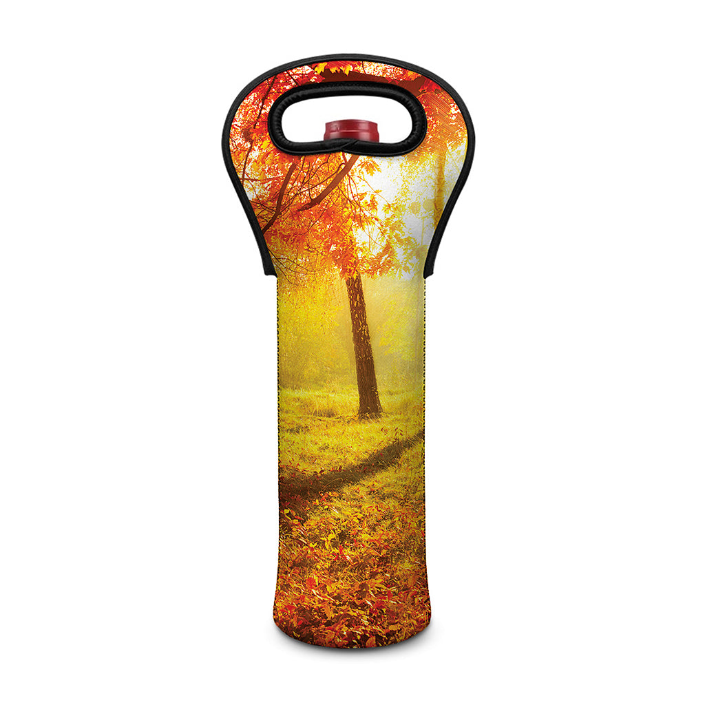 Autumn Trees Print Single Neoprene Wine Tote
