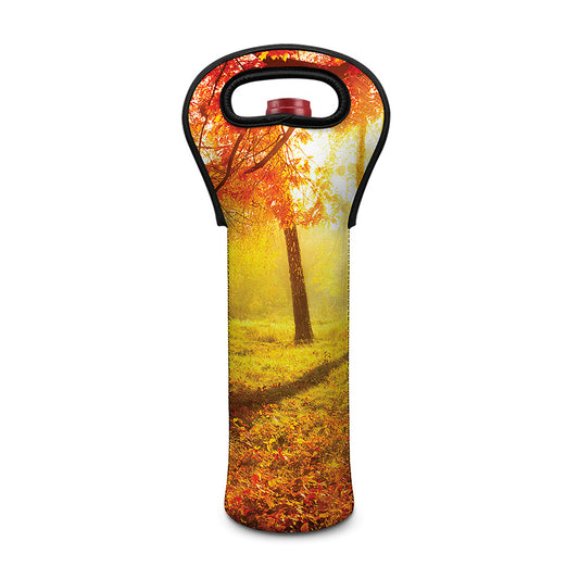 Autumn Trees Print Single Neoprene Wine Tote