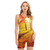 Autumn Trees Print Sleeveless One Piece Swimsuit