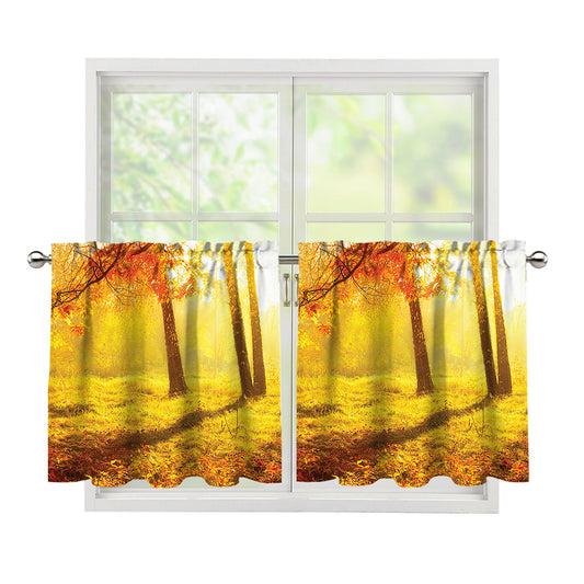 Autumn Trees Print Tier Curtains