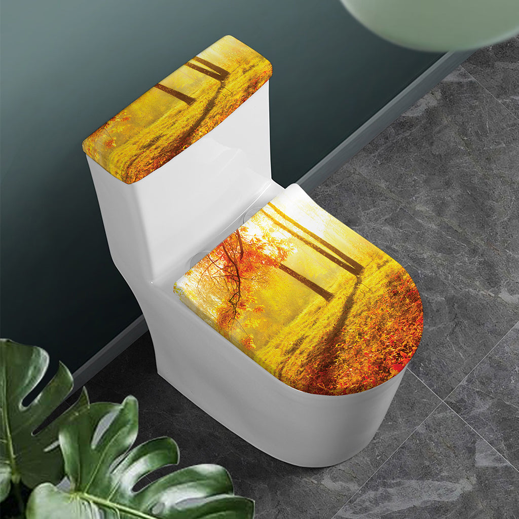 Autumn Trees Print Toilet Lid And Tank Cover Set