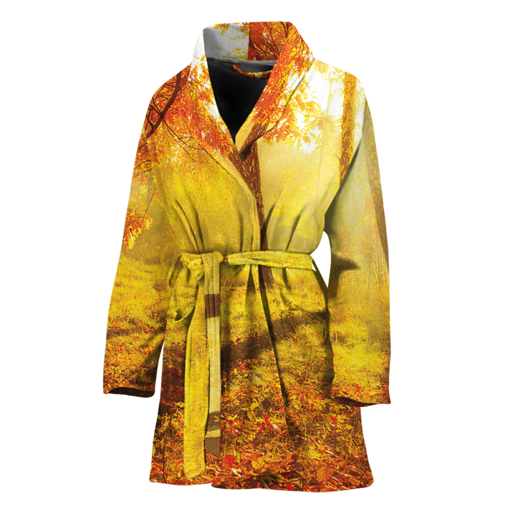 Autumn Trees Print Women's Bathrobe