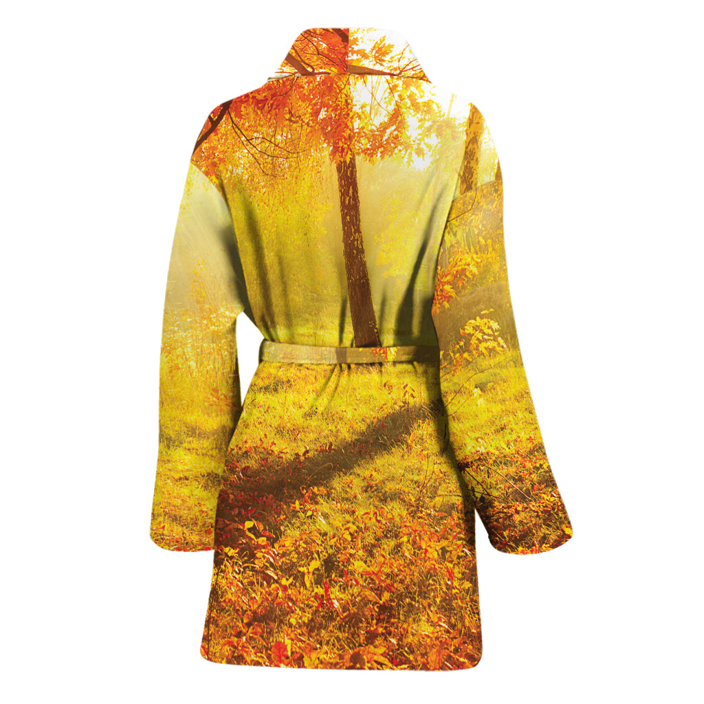 Autumn Trees Print Women's Bathrobe