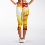 Autumn Trees Print Women's Capri Leggings