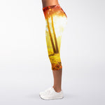 Autumn Trees Print Women's Capri Leggings