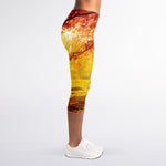 Autumn Trees Print Women's Capri Leggings