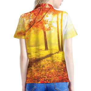 Autumn Trees Print Women's Polo Shirt