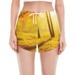 Autumn Trees Print Women's Split Running Shorts