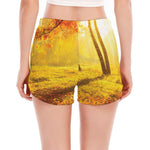 Autumn Trees Print Women's Split Running Shorts