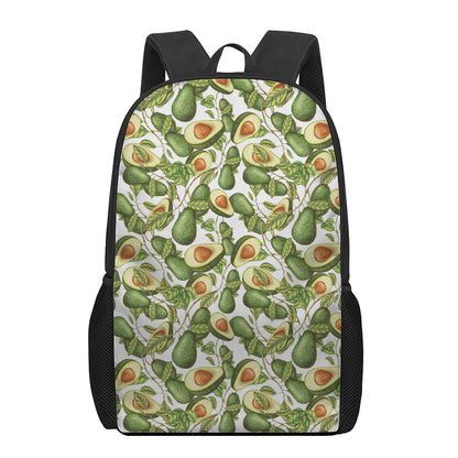 Avocado Cut In Half Drawing Print 17 Inch Backpack