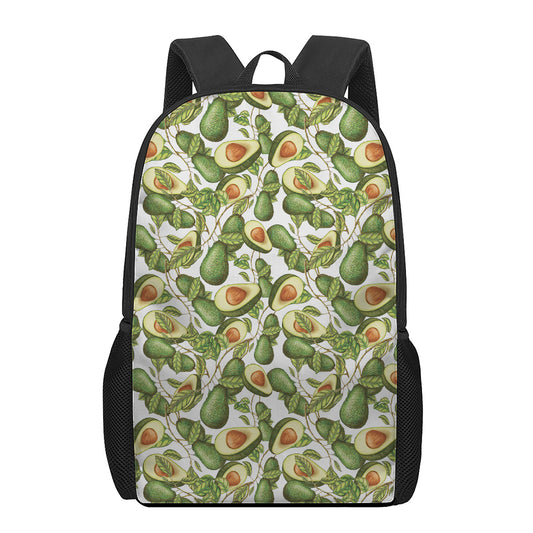 Avocado Cut In Half Drawing Print 17 Inch Backpack
