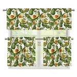 Avocado Cut In Half Drawing Print 3 Piece Kitchen Curtains