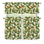 Avocado Cut In Half Drawing Print 3 Piece Kitchen Curtains