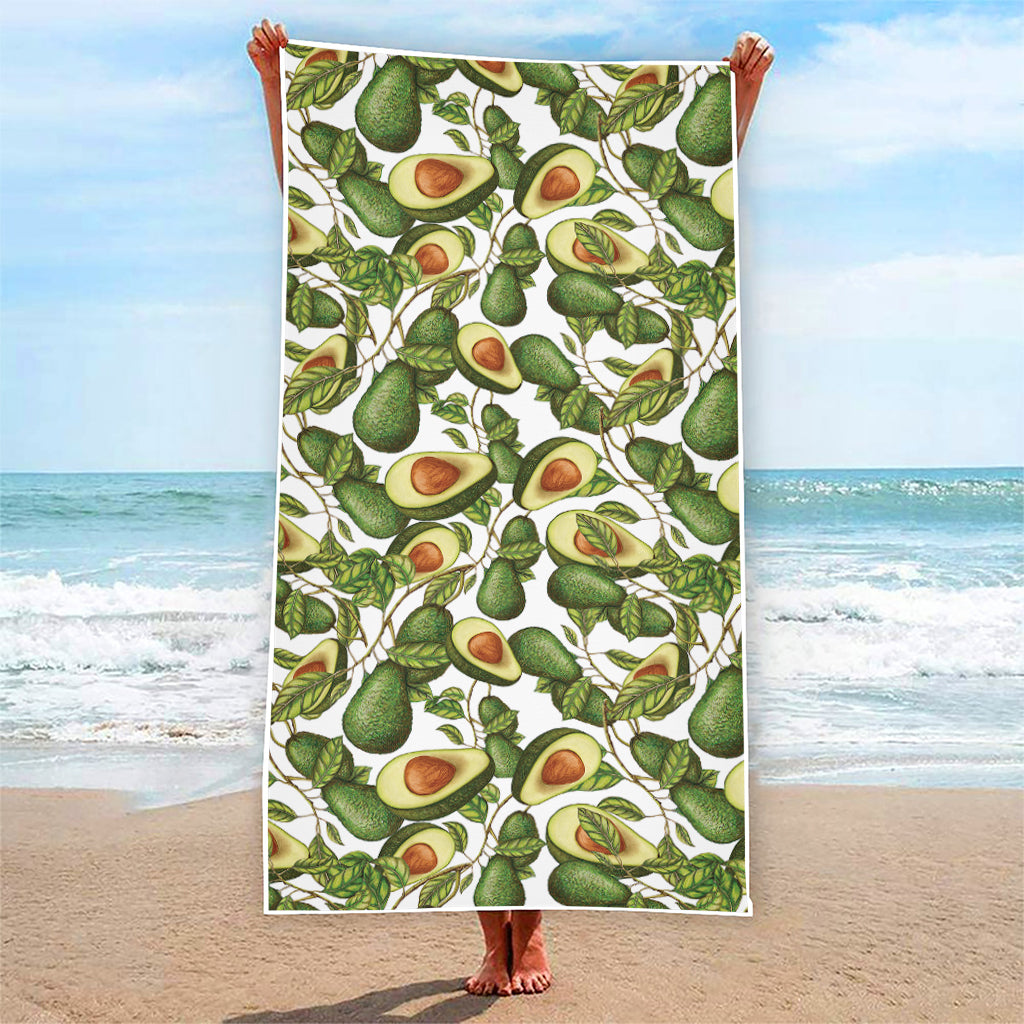 Avocado Cut In Half Drawing Print Beach Towel