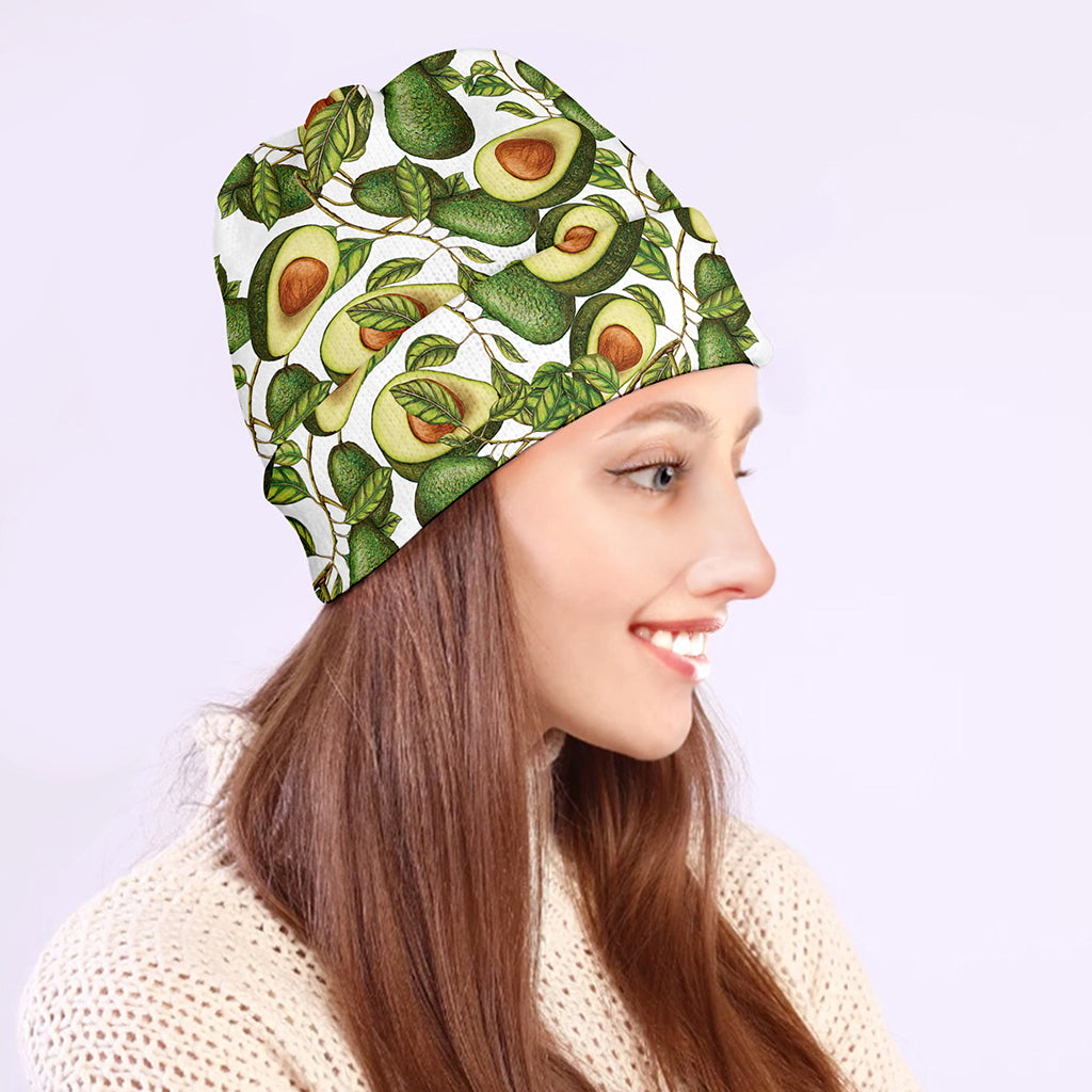 Avocado Cut In Half Drawing Print Beanie