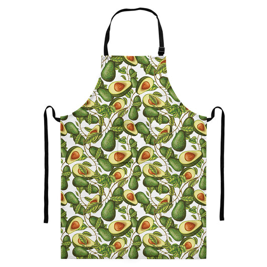 Avocado Cut In Half Drawing Print Bib Apron With Pocket