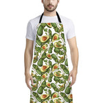 Avocado Cut In Half Drawing Print Bib Apron With Pocket