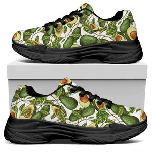 Avocado Cut In Half Drawing Print Black Chunky Shoes