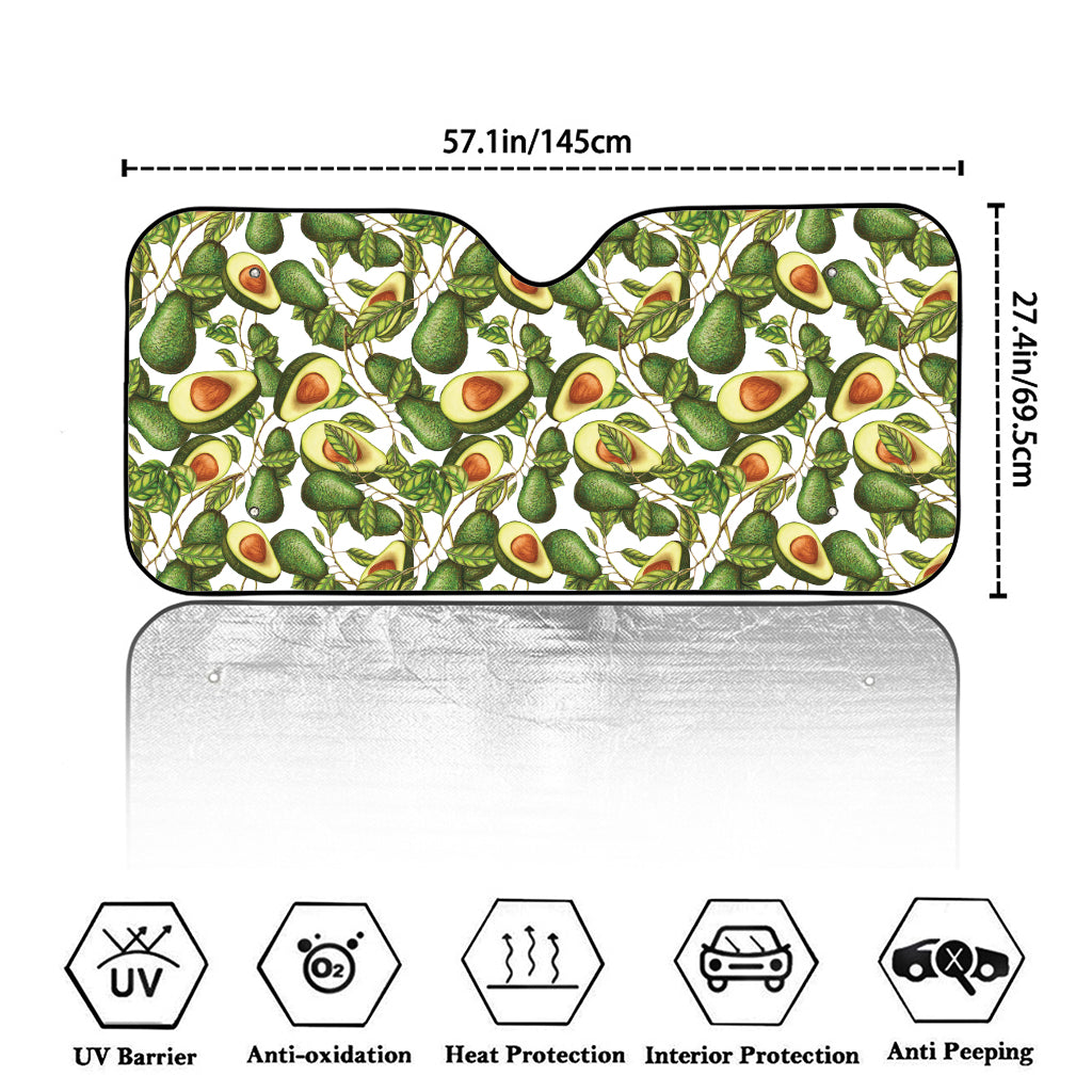 Avocado Cut In Half Drawing Print Car Windshield Sun Shade