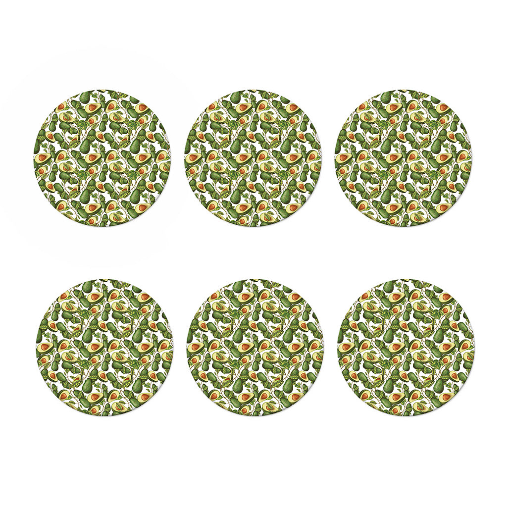 Avocado Cut In Half Drawing Print Coaster Set