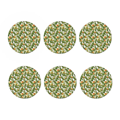 Avocado Cut In Half Drawing Print Coaster Set