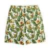 Avocado Cut In Half Drawing Print Cotton Shorts