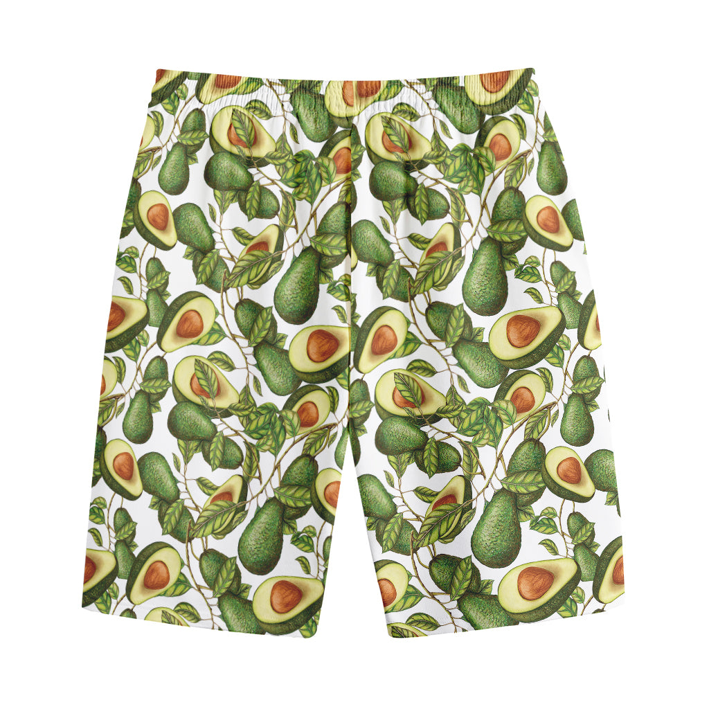 Avocado Cut In Half Drawing Print Cotton Shorts