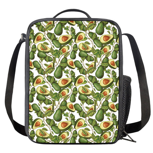 Avocado Cut In Half Drawing Print Crossbody Lunch Bag