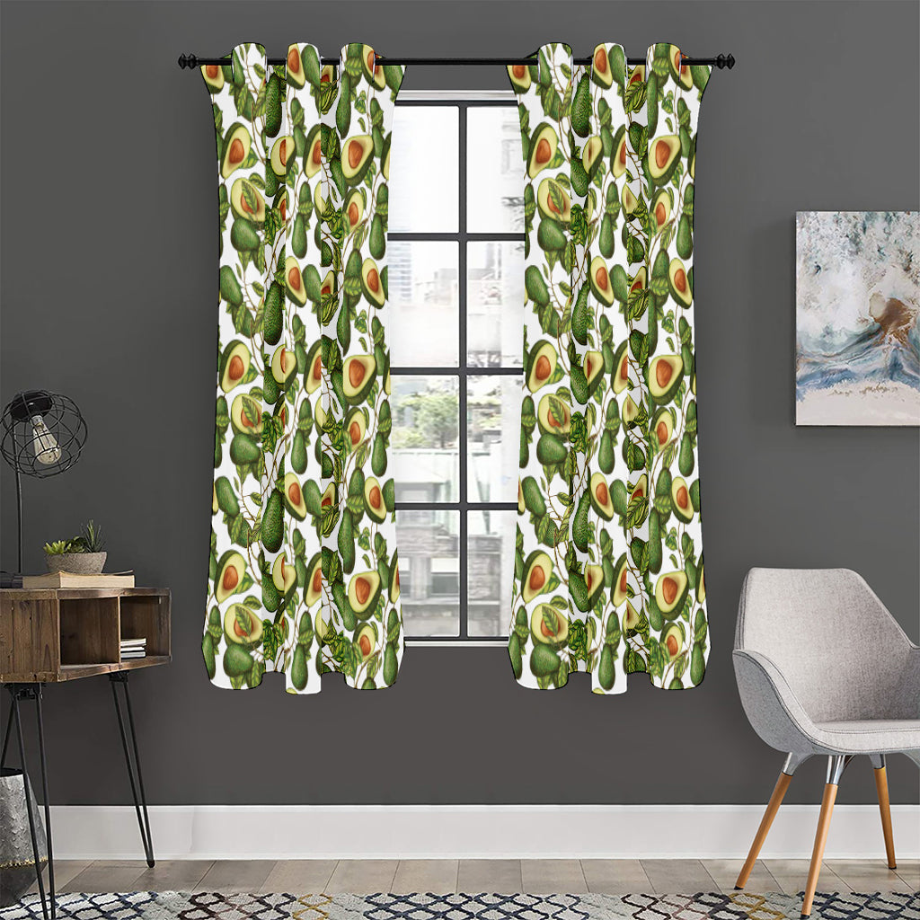 Avocado Cut In Half Drawing Print Curtain