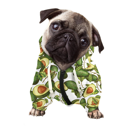 Avocado Cut In Half Drawing Print Dog Zip Up Hoodie
