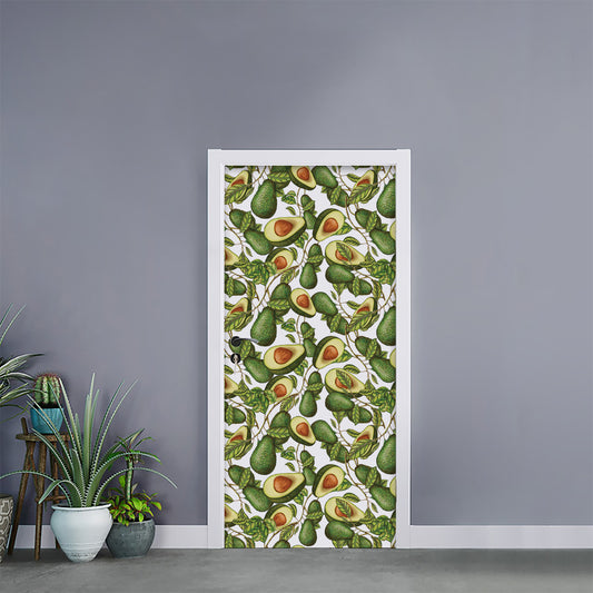 Avocado Cut In Half Drawing Print Door Sticker
