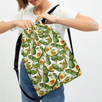 Avocado Cut In Half Drawing Print Drawstring Backpack