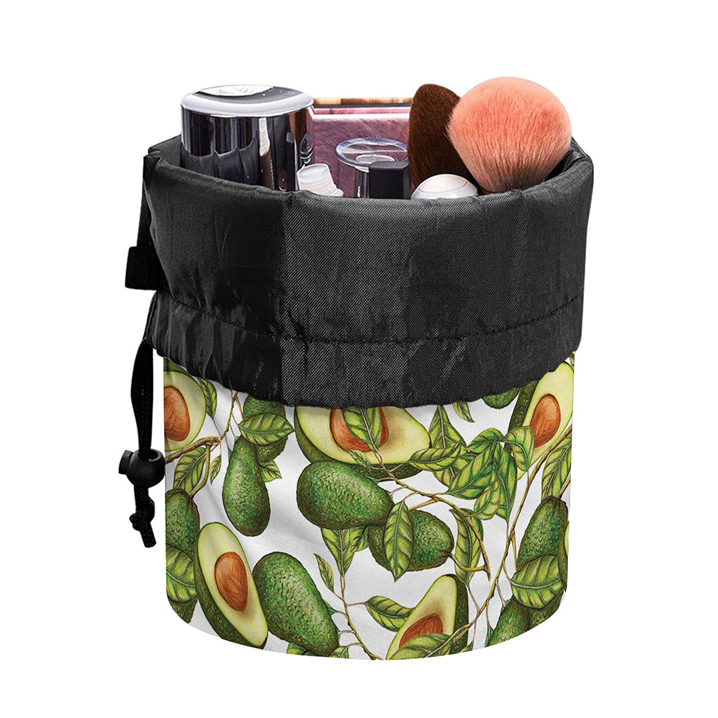 Avocado Cut In Half Drawing Print Drawstring Makeup Bag