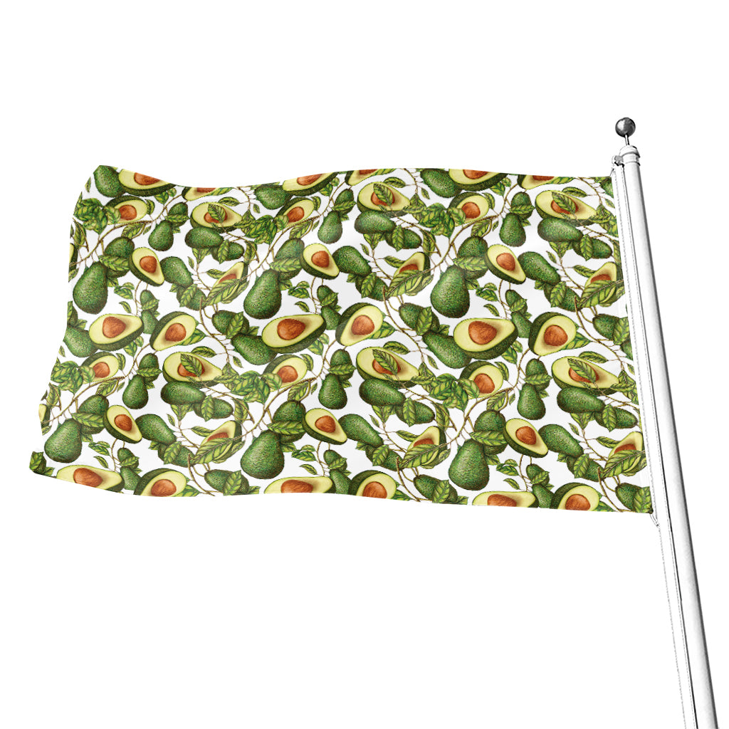 Avocado Cut In Half Drawing Print Flag