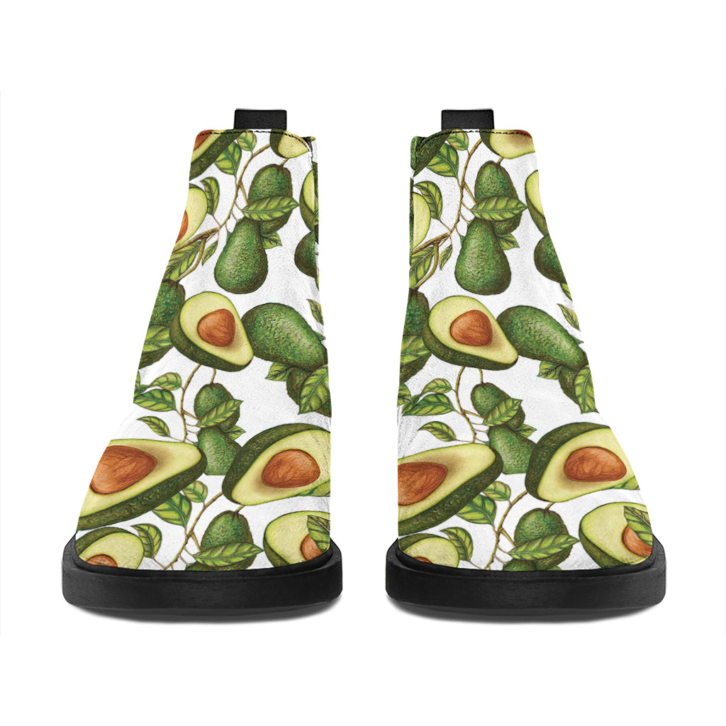 Avocado Cut In Half Drawing Print Flat Ankle Boots