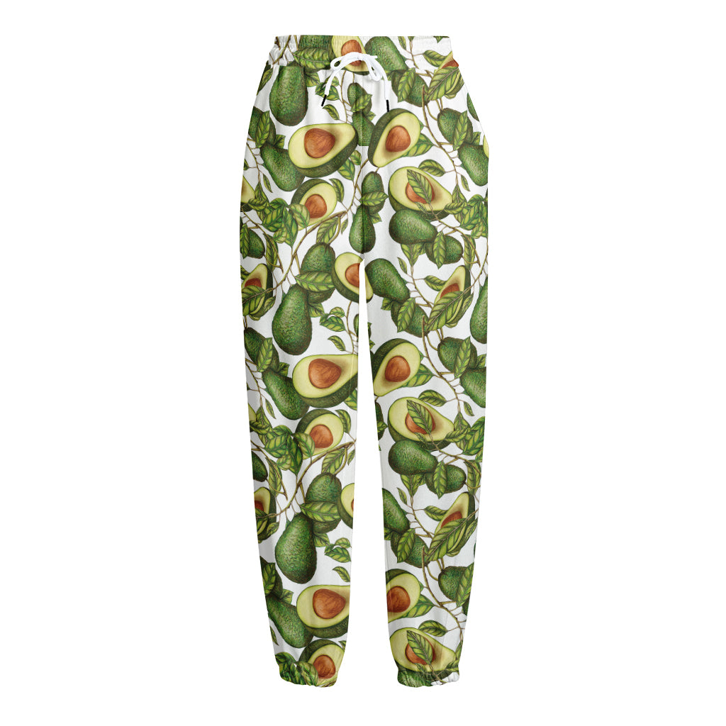 Avocado Cut In Half Drawing Print Fleece Lined Knit Pants