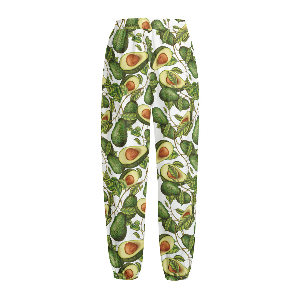 Avocado Cut In Half Drawing Print Fleece Lined Knit Pants