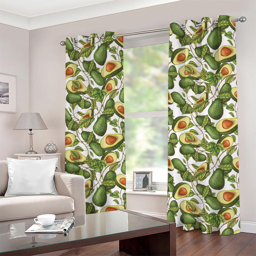 Avocado Cut In Half Drawing Print Grommet Curtains