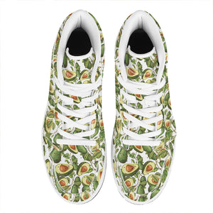 Avocado Cut In Half Drawing Print High Top Leather Sneakers