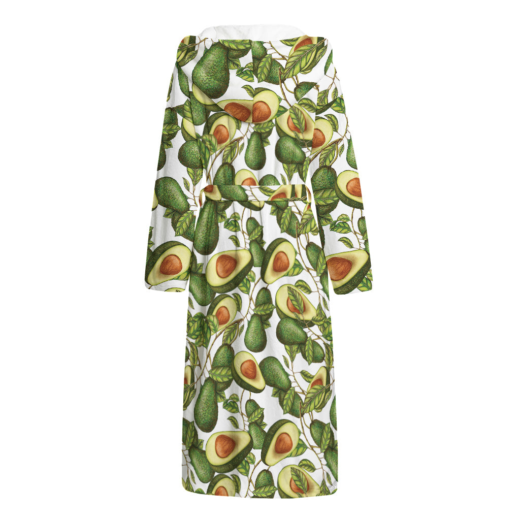 Avocado Cut In Half Drawing Print Hooded Bathrobe