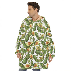 Avocado Cut In Half Drawing Print Hoodie Blanket