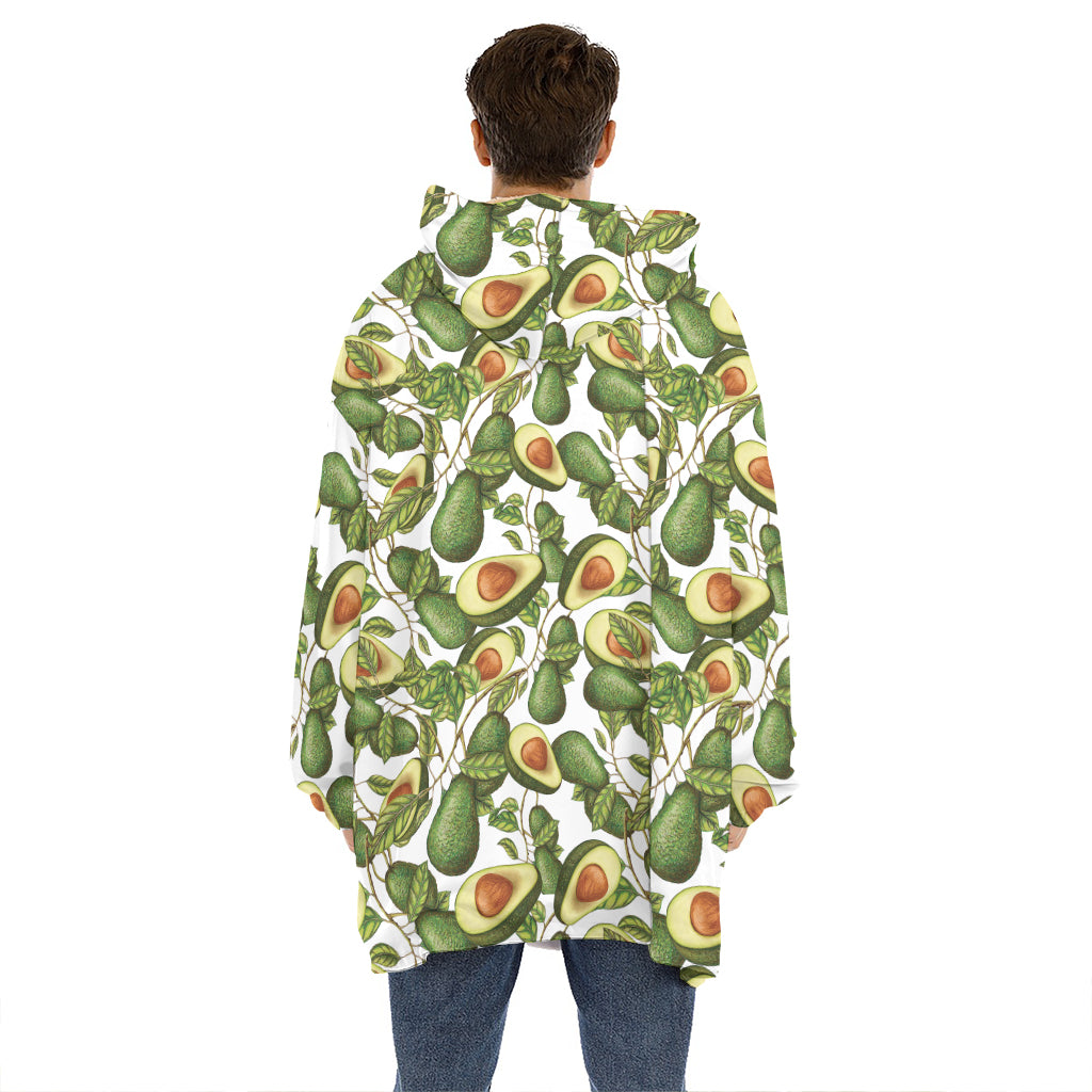 Avocado Cut In Half Drawing Print Hoodie Blanket