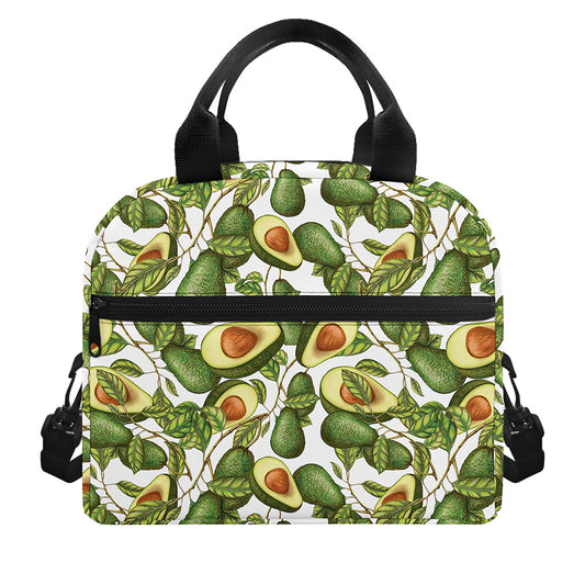 Avocado Cut In Half Drawing Print Insulated Lunch Bag
