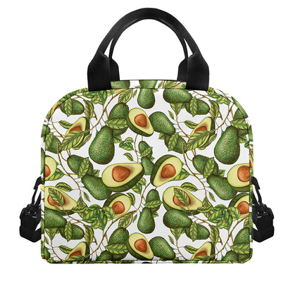 Avocado Cut In Half Drawing Print Insulated Lunch Bag