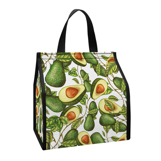 Avocado Cut In Half Drawing Print Insulated Lunch Tote
